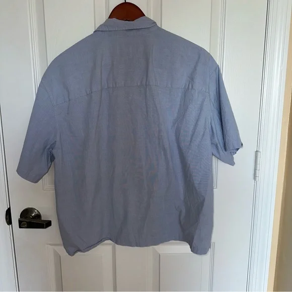 Abercrombie & Fitch Cropped Button Up Shirt Men’s Medium Blue Stretch - Picture 4 of 10